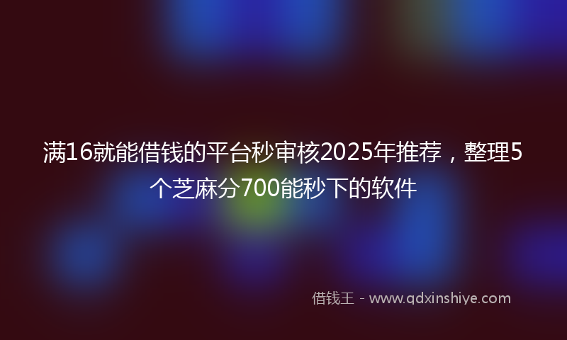 满16就能借钱的平台秒审核2025年推荐，整理5个芝麻分700能秒下的软件
