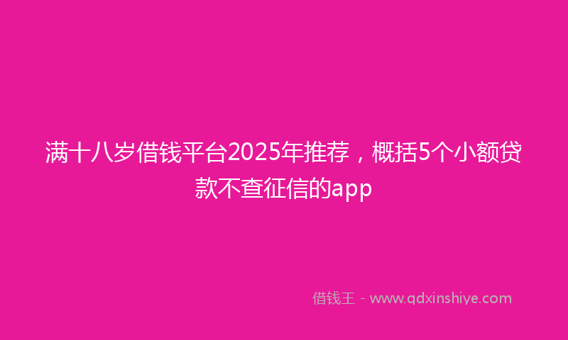 满十八岁借钱平台2025年推荐，概括5个小额贷款不查征信的app