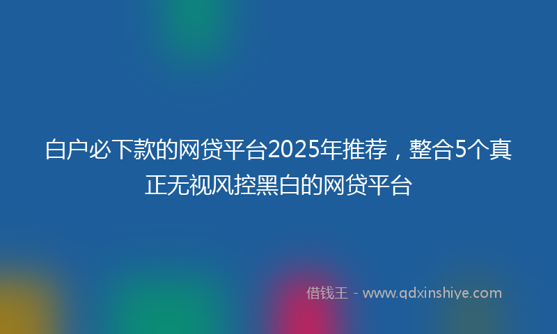 白户必下款的网贷平台2025年推荐，整合5个真正无视风控黑白的网贷平台