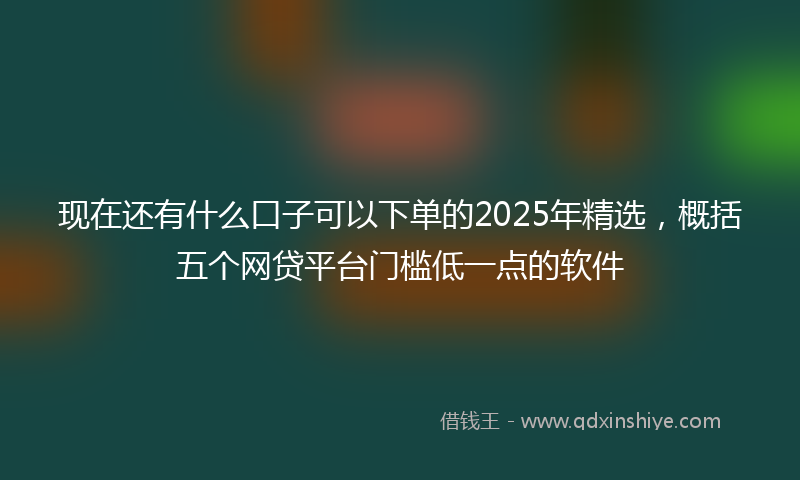 现在还有什么口子可以下单的2025年精选,概括五个网贷平台门槛低一点的软件