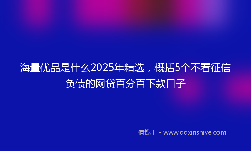 海量优品是什么2025年精选，概括5个不看征信负债的网贷百分百下款口子