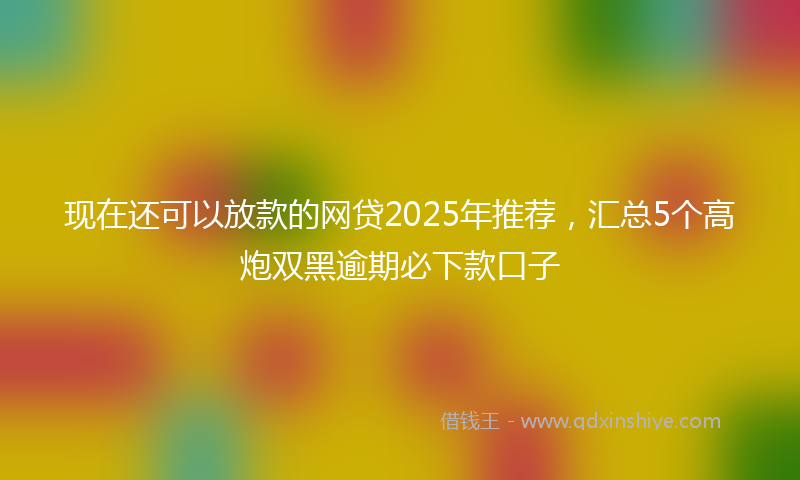 现在还可以放款的网贷2025年推荐，汇总5个高炮双黑逾期必下款口子
