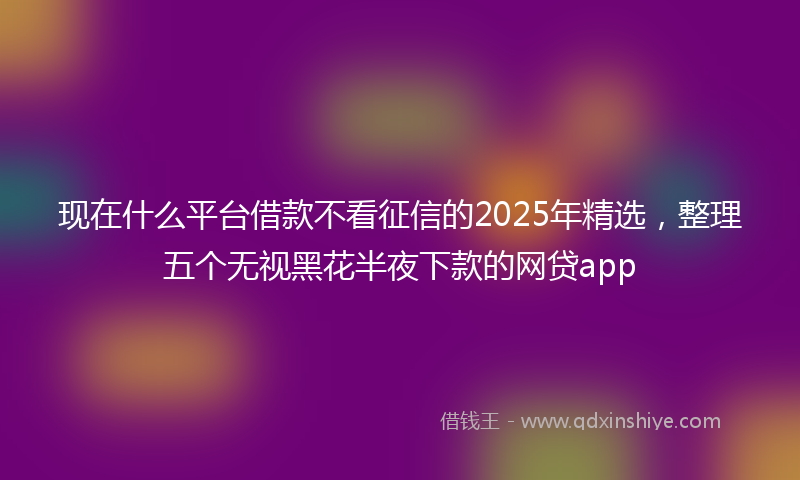 现在什么平台借款不看征信的2025年精选，整理五个无视黑花半夜下款的网贷app