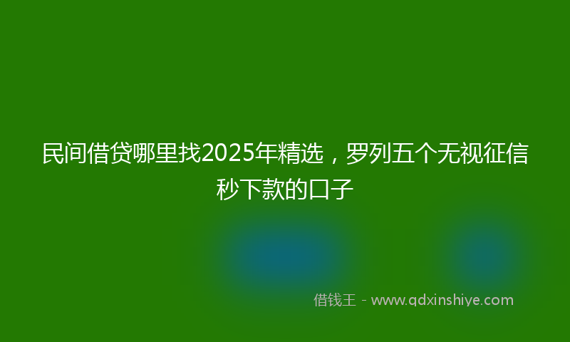 民间借贷哪里找2025年精选，罗列五个无视征信秒下款的口子