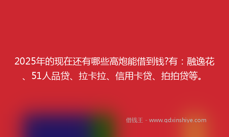 2025年的现在还有哪些高炮能借到钱?有：融逸花、51人品贷、拉卡拉、信用卡贷、拍拍贷等。