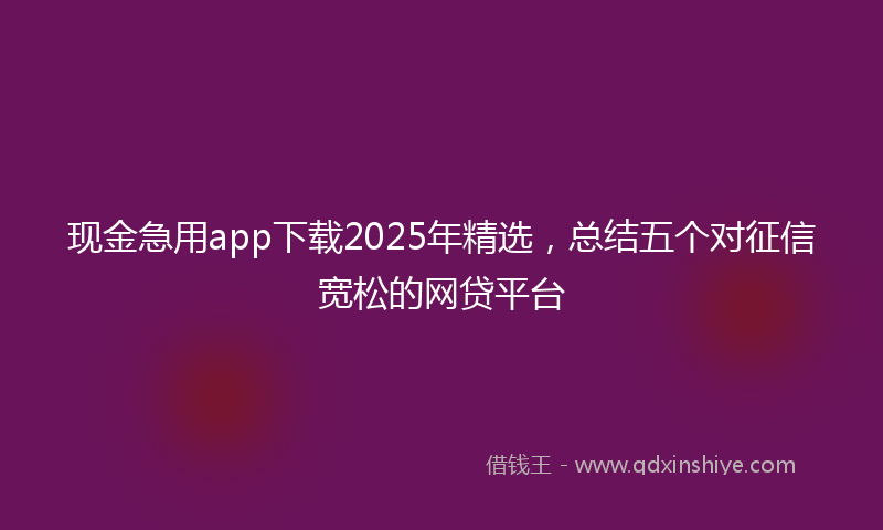 现金急用app下载2025年精选，总结五个对征信宽松的网贷平台