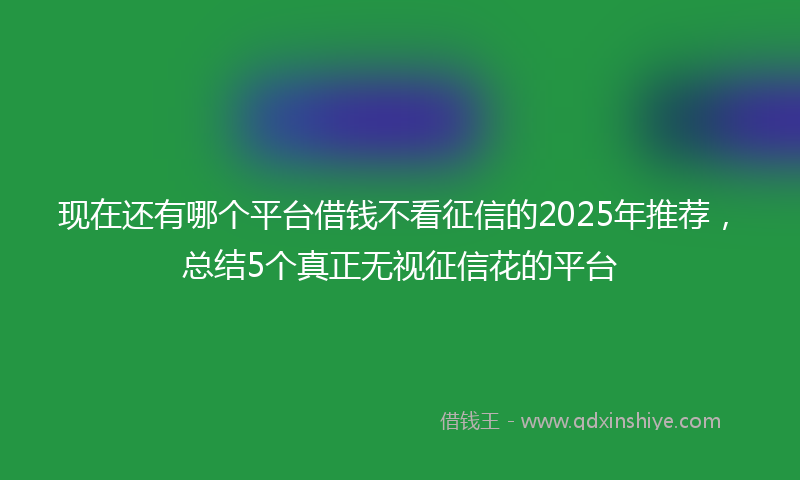 现在还有哪个平台借钱不看征信的2025年推荐，总结5个真正无视征信花的平台
