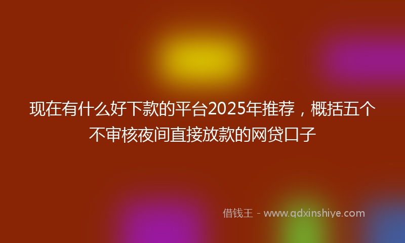 现在有什么好下款的平台2025年推荐，概括五个不审核夜间直接放款的网贷口子