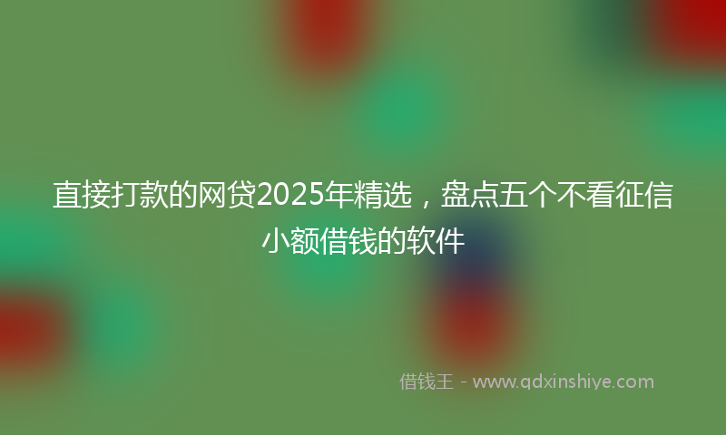 直接打款的网贷2025年精选，盘点五个不看征信小额借钱的软件