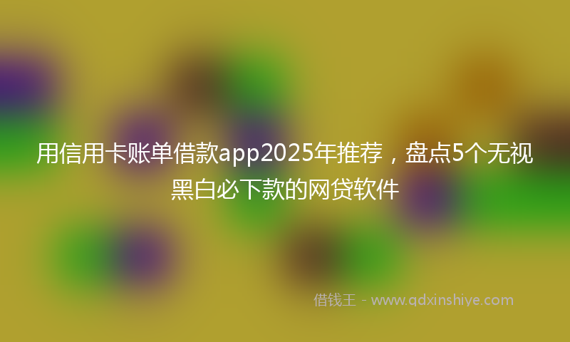 用信用卡账单借款app2025年推荐，盘点5个无视黑白必下款的网贷软件