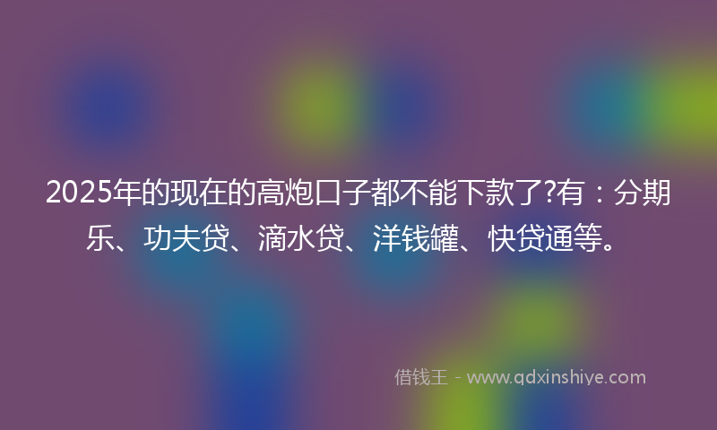 2025年的现在的高炮口子都不能下款了?有：分期乐、功夫贷、滴水贷、洋钱罐、快贷通等。