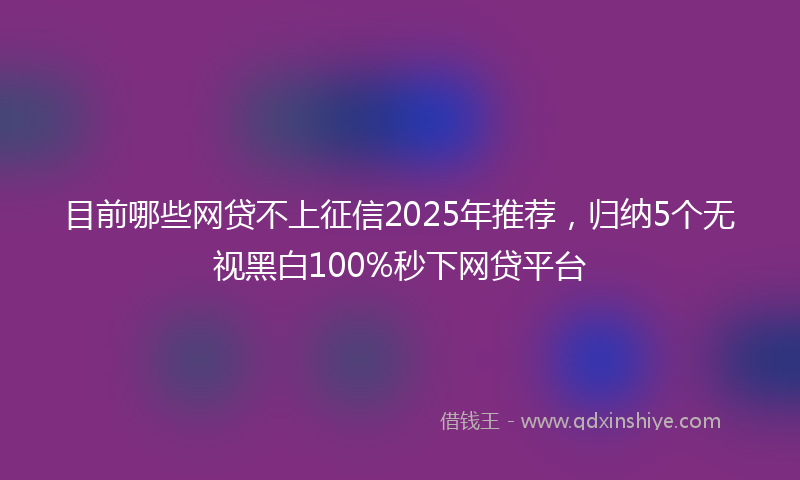 目前哪些网贷不上征信2025年推荐，归纳5个无视黑白100%秒下网贷平台