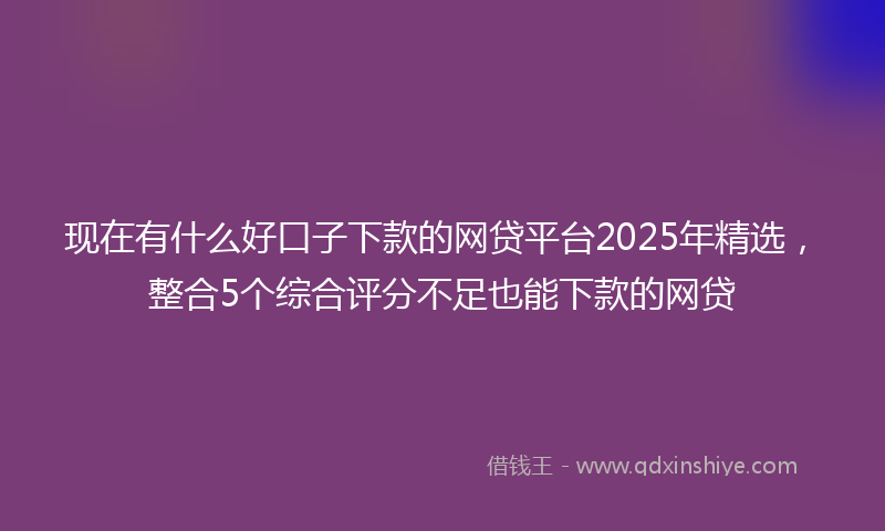 现在有什么好口子下款的网贷平台2025年精选，整合5个综合评分不足也能下款的网贷