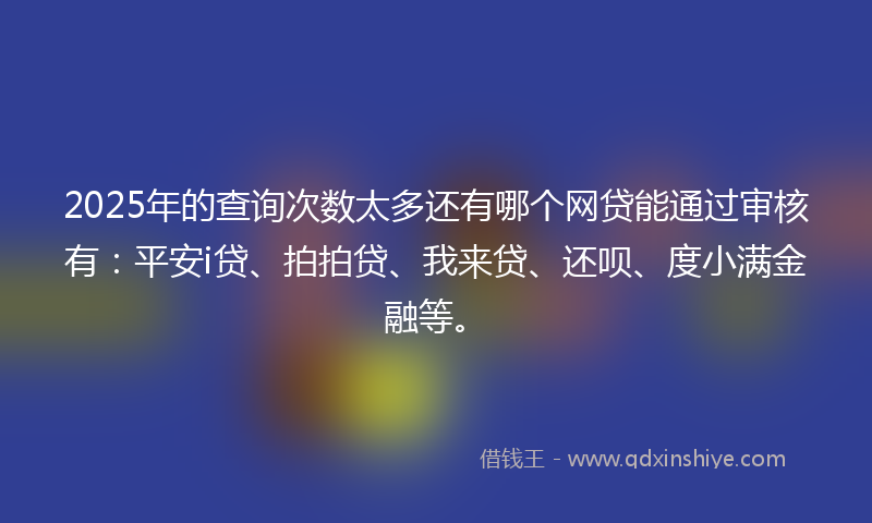2025年的查询次数太多还有哪个网贷能通过审核有：平安i贷、拍拍贷、我来贷、还呗、度小满金融等。