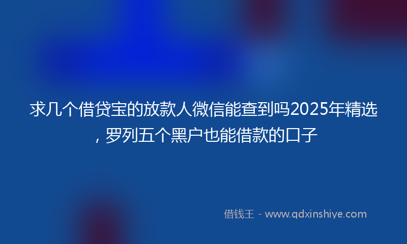 求几个借贷宝的放款人微信能查到吗2025年精选，罗列五个黑户也能借款的口子