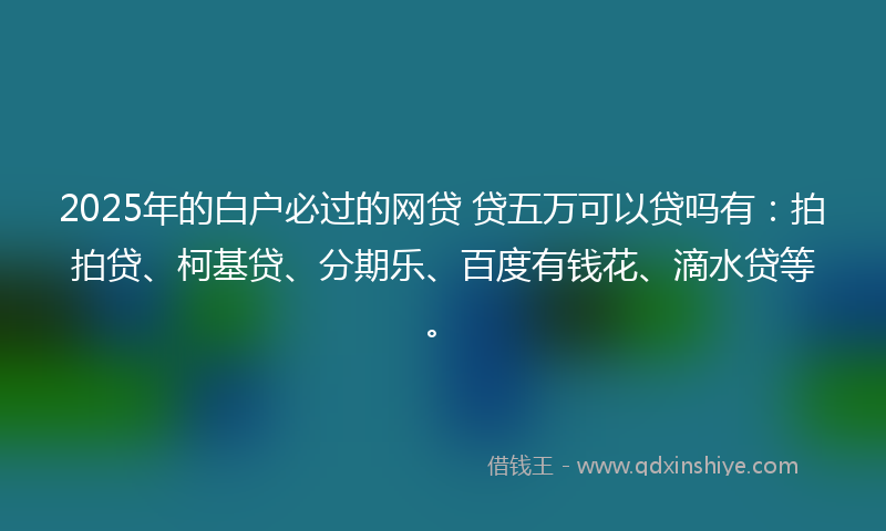 2025年的白户必过的网贷 贷五万可以贷吗有：拍拍贷、柯基贷、分期乐、百度有钱花、滴水贷等。