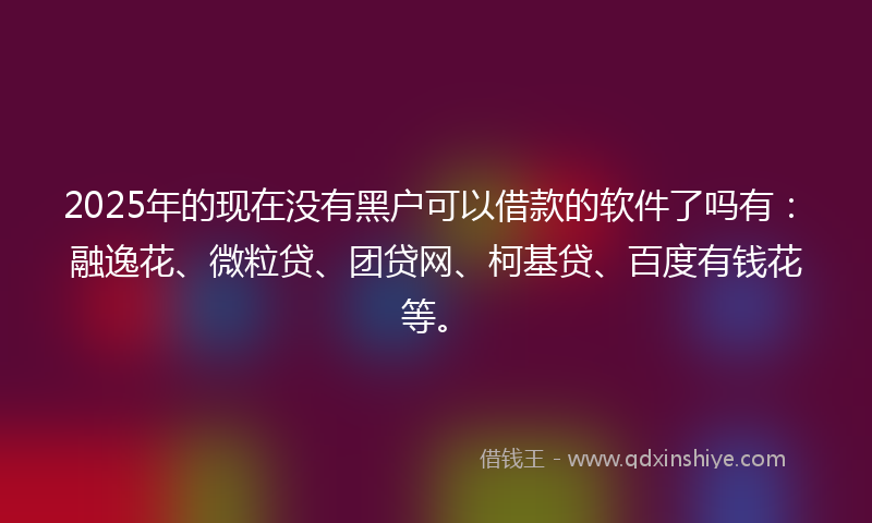 2025年的现在没有黑户可以借款的软件了吗有：融逸花、微粒贷、团贷网、柯基贷、百度有钱花等。