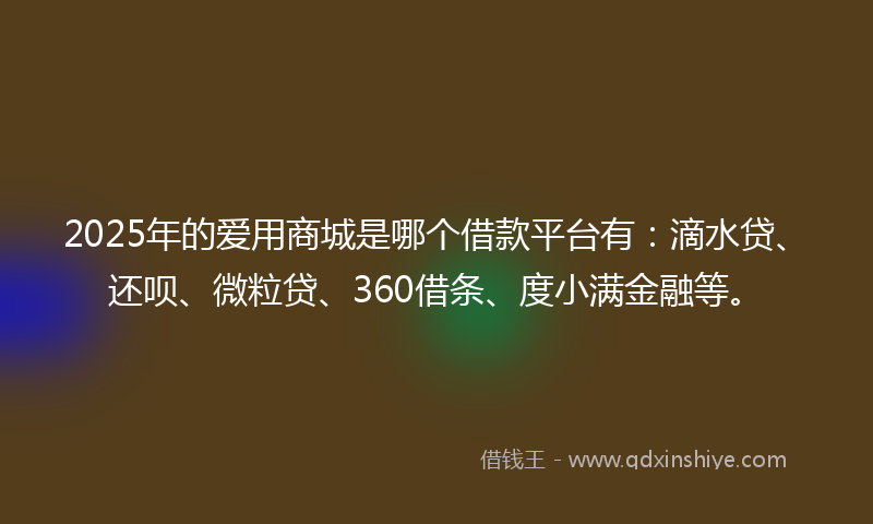 2025年的爱用商城是哪个借款平台有：滴水贷、还呗、微粒贷、360借条、度小满金融等。