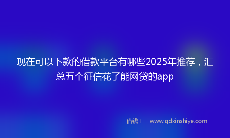 现在可以下款的借款平台有哪些2025年推荐，汇总五个征信花了能网贷的app