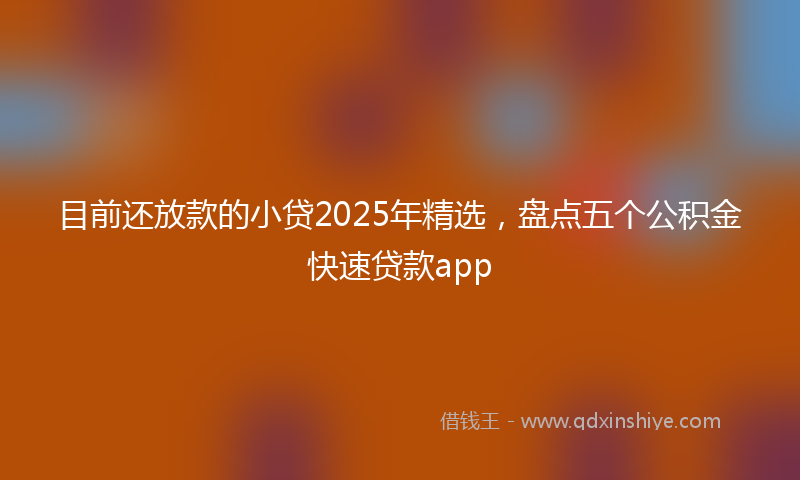 目前还放款的小贷2025年精选，盘点五个公积金快速贷款app