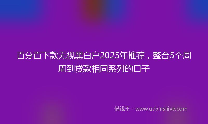 百分百下款无视黑白户2025年推荐，整合5个周周到贷款相同系列的口子