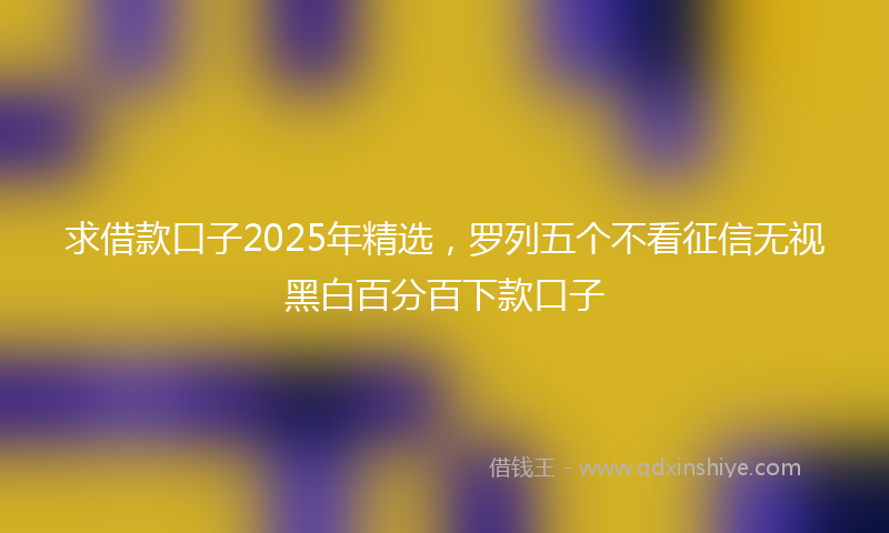 求借款口子2025年精选，罗列五个不看征信无视黑白百分百下款口子