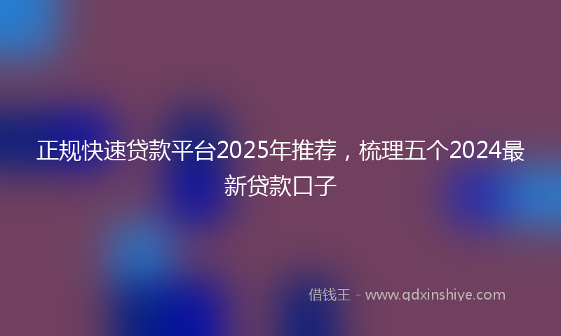 正规快速贷款平台2025年推荐，梳理五个2024最新贷款口子