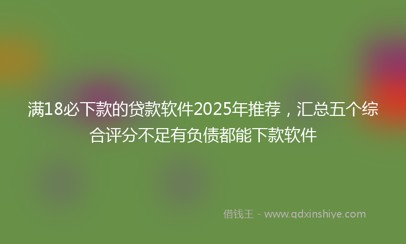 满18必下款的贷款软件2025年推荐，汇总五个综合评分不足有负债都能下款软件