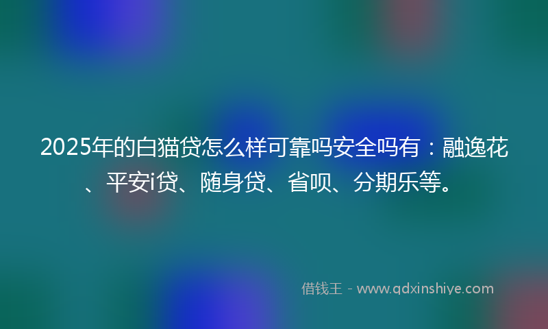 2025年的白猫贷怎么样可靠吗安全吗有：融逸花、平安i贷、随身贷、省呗、分期乐等。