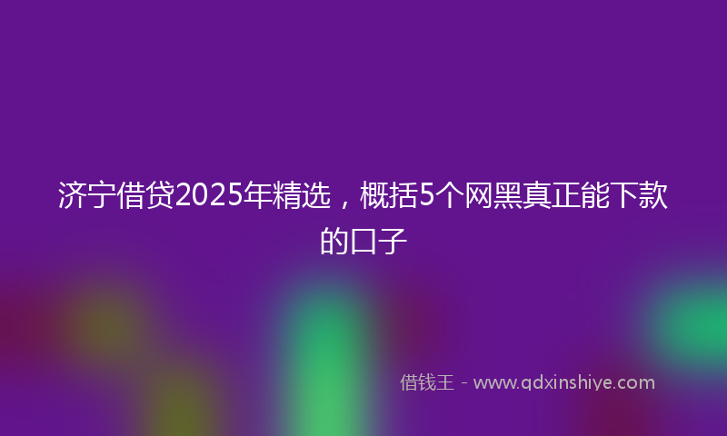 济宁借贷2025年精选，概括5个网黑真正能下款的口子