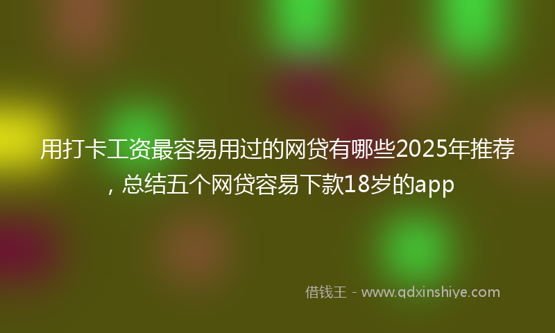 用打卡工资最容易用过的网贷有哪些2025年推荐，总结五个网贷容易下款18岁的app