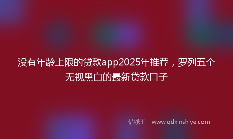 没有年龄上限的贷款app2025年推荐，罗列五个无视黑白的最新贷款口子