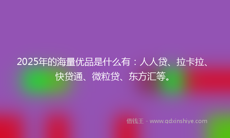 2025年的海量优品是什么有：人人贷、拉卡拉、快贷通、微粒贷、东方汇等。