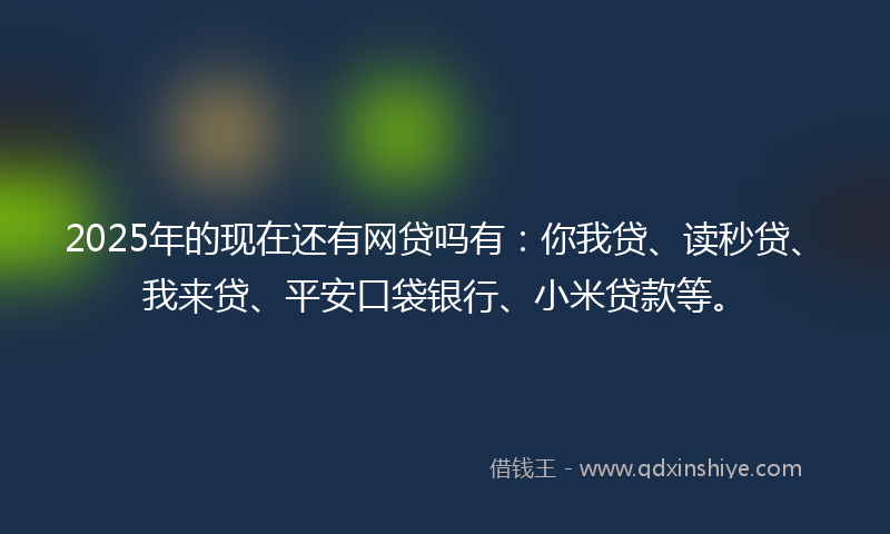 2025年的现在还有网贷吗有：你我贷、读秒贷、我来贷、平安口袋银行、小米贷款等。
