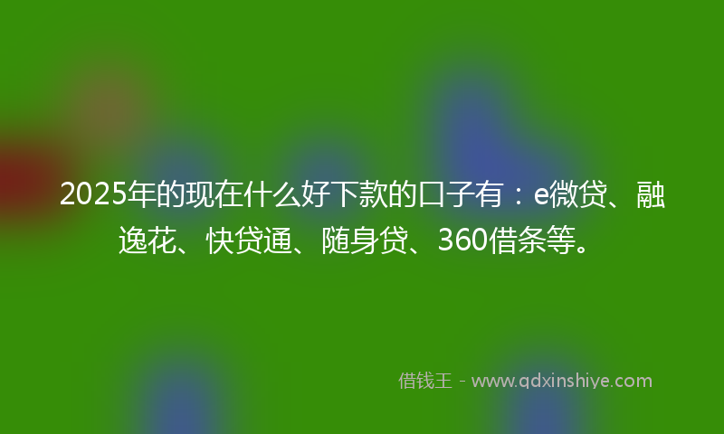 2025年的现在什么好下款的口子有：e微贷、融逸花、快贷通、随身贷、360借条等。