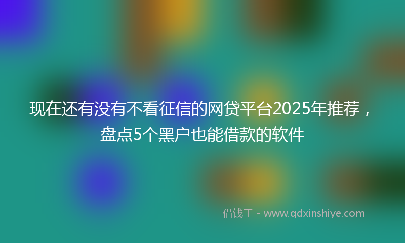 现在还有没有不看征信的网贷平台2025年推荐,盘点5个黑户也能借款的软件