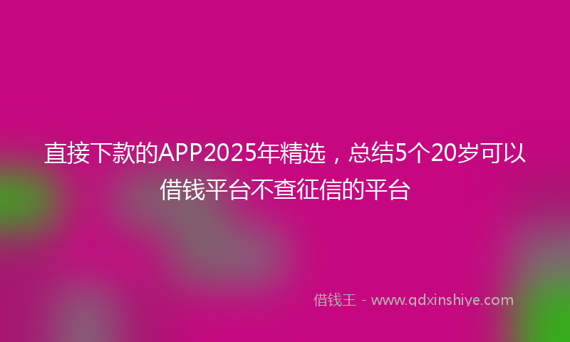 直接下款的APP2025年精选，总结5个20岁可以借钱平台不查征信的平台