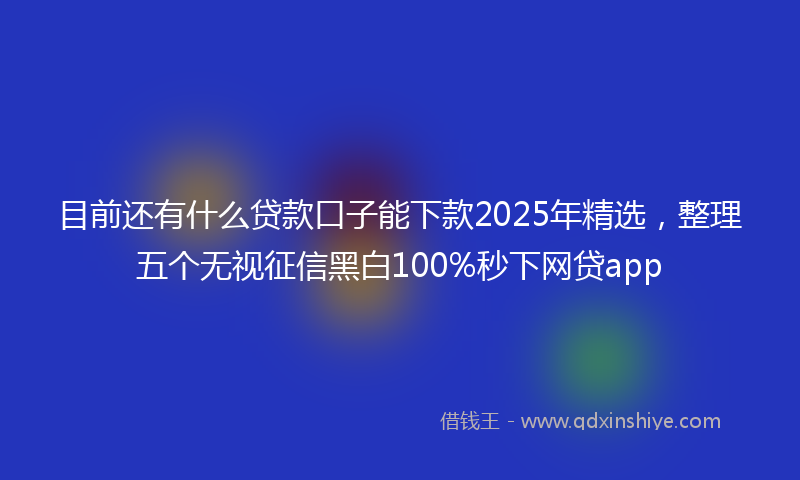 目前还有什么贷款口子能下款2025年精选，整理五个无视征信黑白100%秒下网贷app