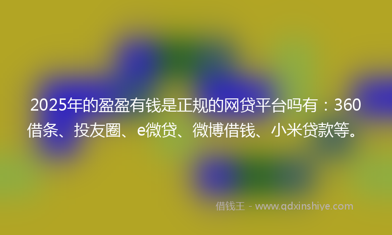 2025年的盈盈有钱是正规的网贷平台吗有：360借条、投友圈、e微贷、微博借钱、小米贷款等。