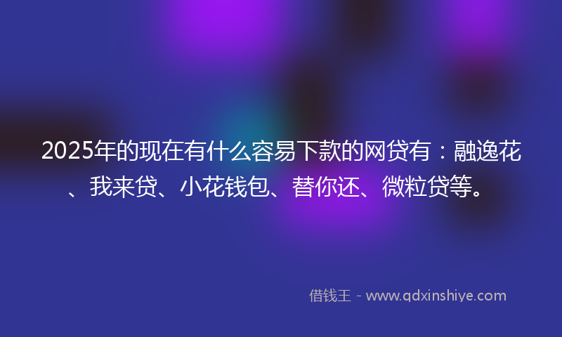 2025年的现在有什么容易下款的网贷有：融逸花、我来贷、小花钱包、替你还、微粒贷等。