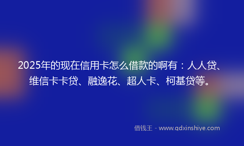 2025年的现在信用卡怎么借款的啊有：人人贷、维信卡卡贷、融逸花、超人卡、柯基贷等。