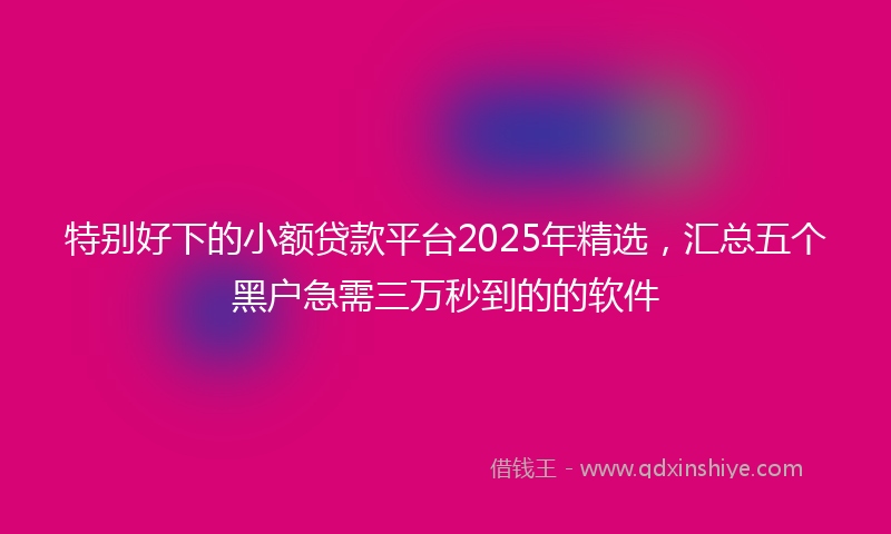 特别好下的小额贷款平台2025年精选，汇总五个黑户急需三万秒到的的软件