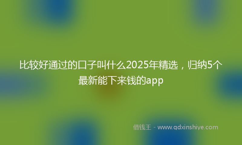 比较好通过的口子叫什么2025年精选，归纳5个最新能下来钱的app