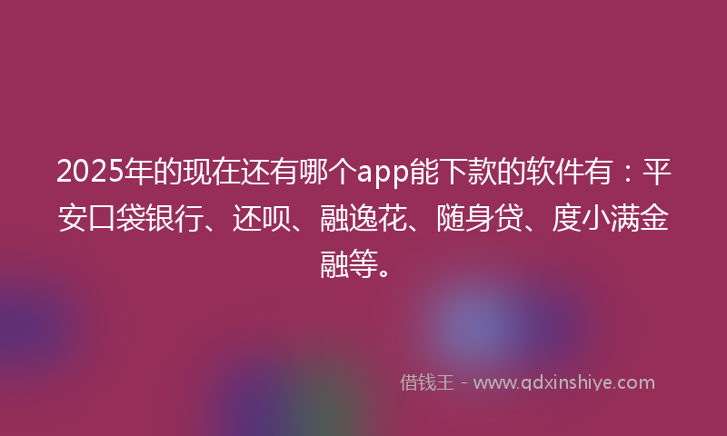 2025年的现在还有哪个app能下款的软件有:平安口袋银行、还呗、融逸花、随身贷、度小满金融等。