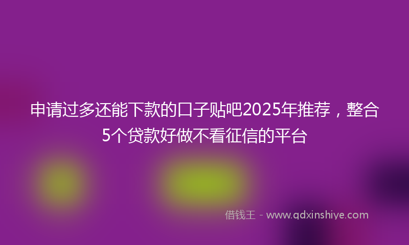 申请过多还能下款的口子贴吧2025年推荐，整合5个贷款好做不看征信的平台