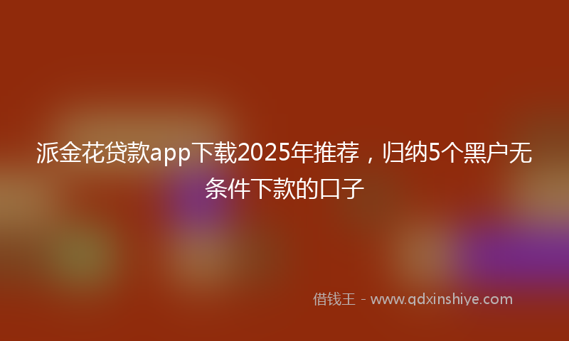 派金花贷款app下载2025年推荐，归纳5个黑户无条件下款的口子