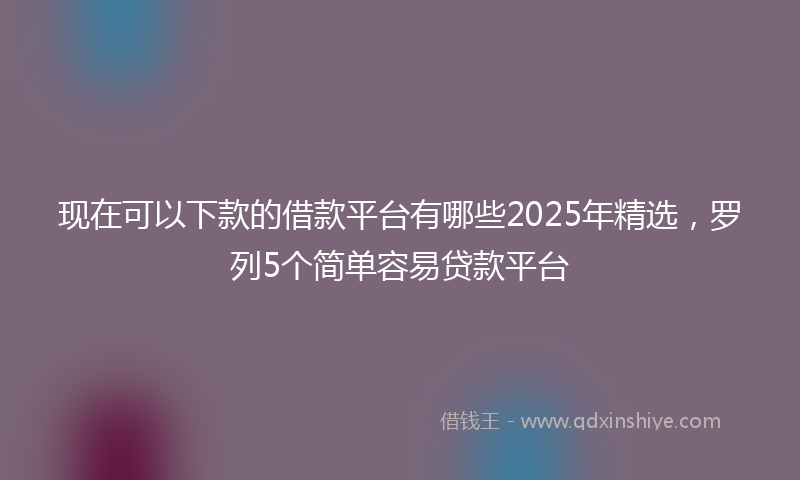 现在可以下款的借款平台有哪些2025年精选，罗列5个简单容易贷款平台