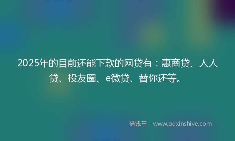 2025年的目前还能下款的网贷有：惠商贷、人人贷、投友圈、e微贷、替你还等。