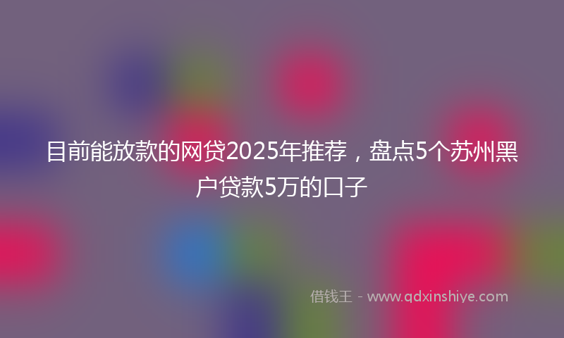 目前能放款的网贷2025年推荐，盘点5个苏州黑户贷款5万的口子