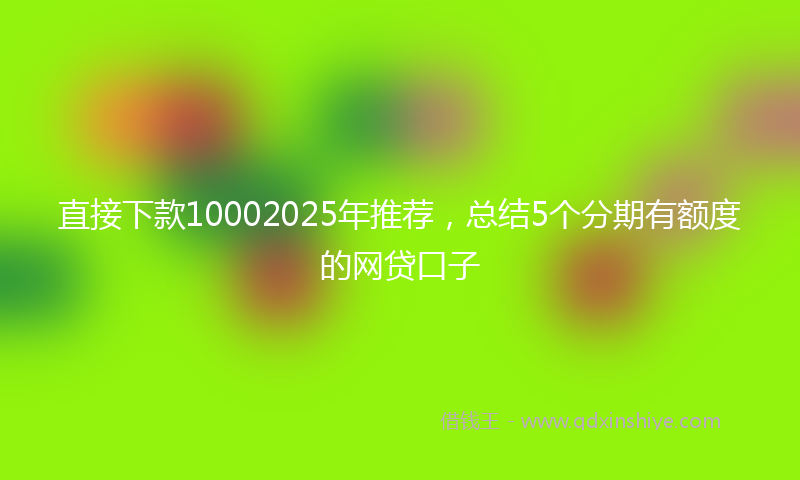 直接下款10002025年推荐，总结5个分期有额度的网贷口子